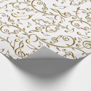 Cadeau Notes de musique d'or sur le papier d'emballage de