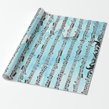 Notes musicales Papier d'enveloppement bleu, 30 po