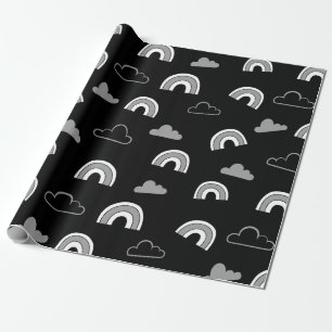 Cadeau Nuages gris et arcs-en-ciel sur du papier d'emball