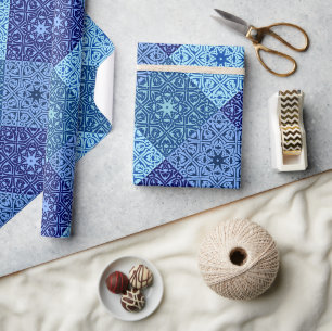 Cadeau Nuances de papier d'emballage bleu motif