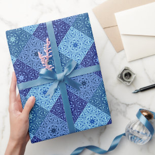 Cadeau Nuances de papier d'emballage bleu motif