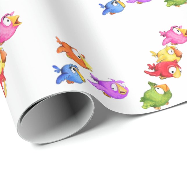 Cadeau Oiseaux volants colorés Envelopper le papier (Coin rond)