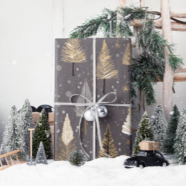 Cadeau Or de Noël Lux sur papier d'enveloppement gris