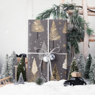 Cadeau Or de Noël Lux sur papier d'enveloppement gris