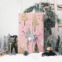 Or de Noël Lux sur papier d'enveloppement rose