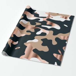 Cadeau Or rose et papier d'emballage de camouflage noir