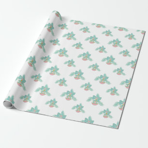 Cadeau Ornements Retro rose et Aqua Papier à envelopper