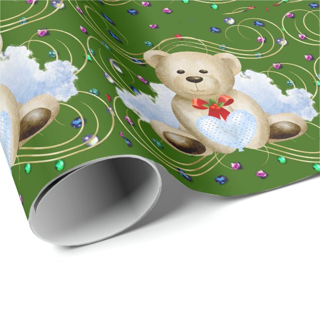 Cadeau Ours en peluche de Noël 2 papier d'enveloppement (Coin rond)
