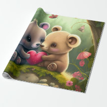 Ours mignons en amour Papier à envelopper