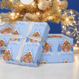 Cadeau Pain d'épices Motif papier d'enveloppement bleu