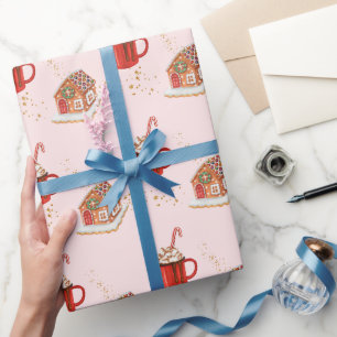 Cadeau Pain d'épices rose Maison Papier d'enveloppement d