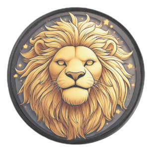 🦁 Cadeau Palet de Hockey Cercle Cosmique Lion Dor