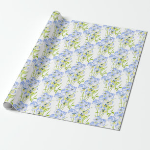 Cadeau Pansies bleues Icy sur papier d'emballage
