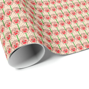 Cadeau Pansies de corail - motif de papier peint rétro