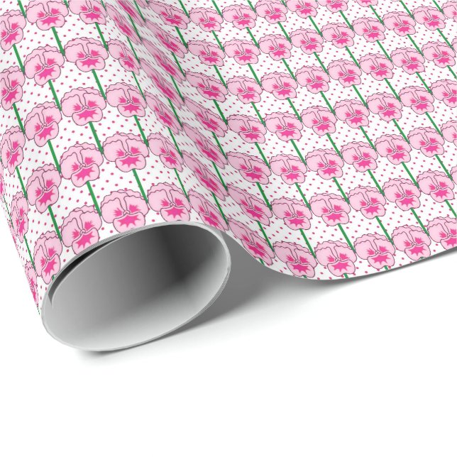 Cadeau Pansies roses - motif papier peint rétro (Coin rond)