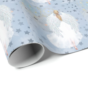 Cadeau Papier à carreaux Angel peint et Étoiles