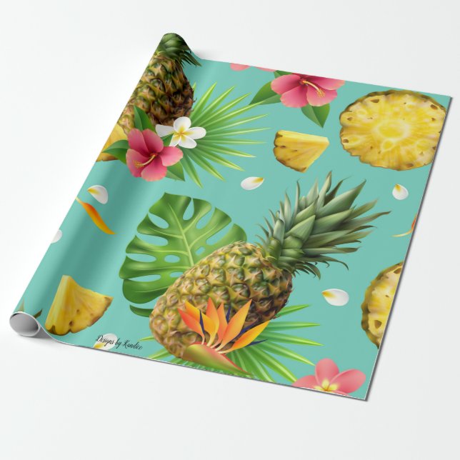 Cadeau Papier à enveloppement à thème ananas (Déroulé)