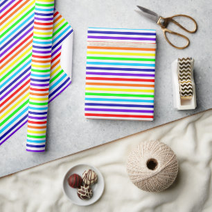Cadeau Papier à enveloppement blanc arc-en-ciel