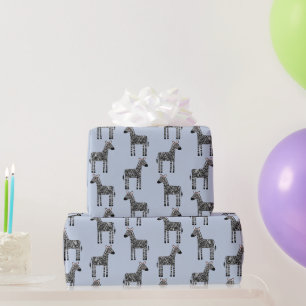 Cadeau Papier à enveloppement bleu Zebra