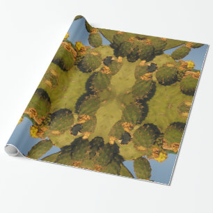 Cadeau Papier à enveloppement brillant à cactus vert et j