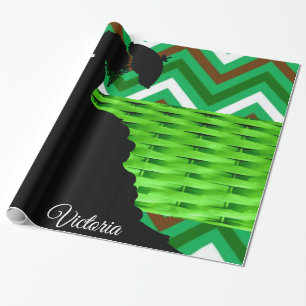 Cadeau Papier à enveloppement brillant, Bande verte victo
