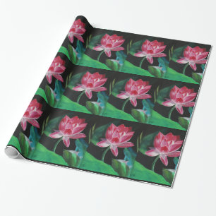 Cadeau Papier à enveloppement brillant de Lotus rose