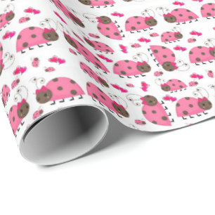 Cadeau Papier à enveloppement brillant rose Ladybug