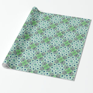 Cadeau Papier à enveloppement brillant vert géométrique