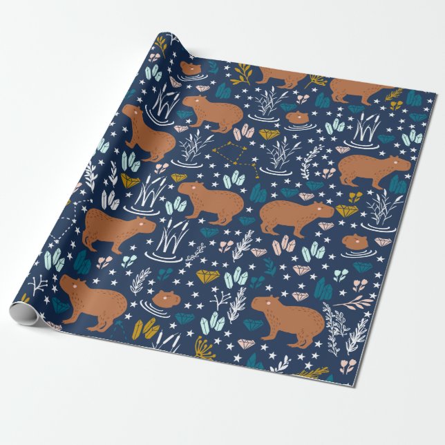 Cadeau Papier à enveloppement Capybara mignon (Déroulé)