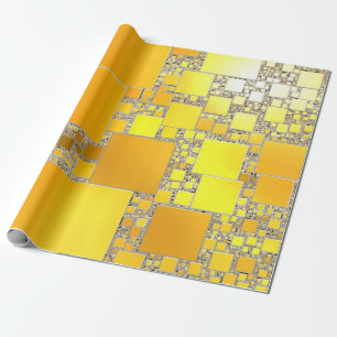 Cadeau Papier à enveloppement carré jaune et orange