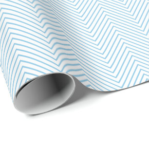 Cadeau Papier à enveloppement Chevron - Bleu clair sur b