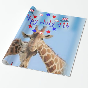 Cadeau Papier à enveloppement de girafe 4 juillet