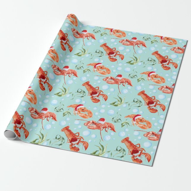 Cadeau Papier à enveloppement de homard festif (Déroulé)