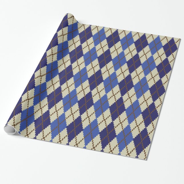Cadeau Papier à enveloppement de Jacquard de scone bleuté (Déroulé)