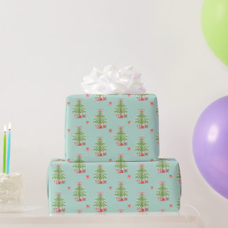 Cadeau Papier à enveloppement de l'arbre de Noël (Aqua)