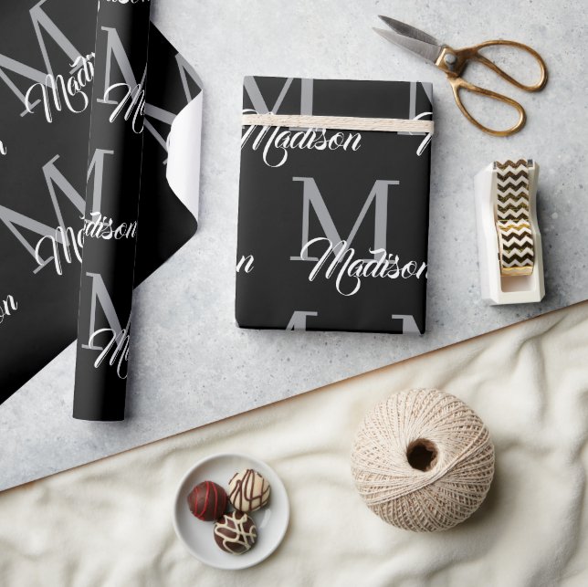 Cadeau Papier à enveloppement de monogramme élégant - Per (Artisanat)