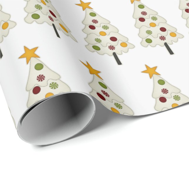 Cadeau Papier à enveloppement de Noël - Arbre de Noël mod (Coin rond)