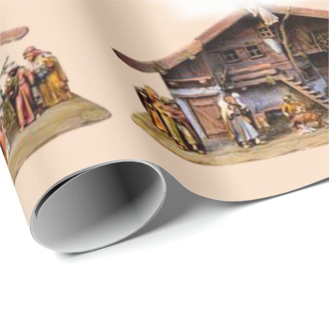 Cadeau Papier à enveloppement de Noël Bébé Jésus (Coin rond)