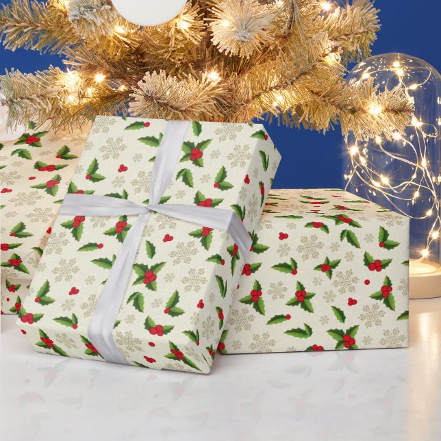 Cadeau Papier à enveloppement de Noël Holly (Vacances)