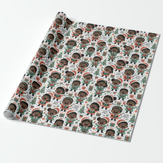Cadeau Papier à enveloppement de Noël pour enfants noirs