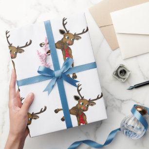 Cadeau Papier à enveloppement de rennes de Noël Rudolph