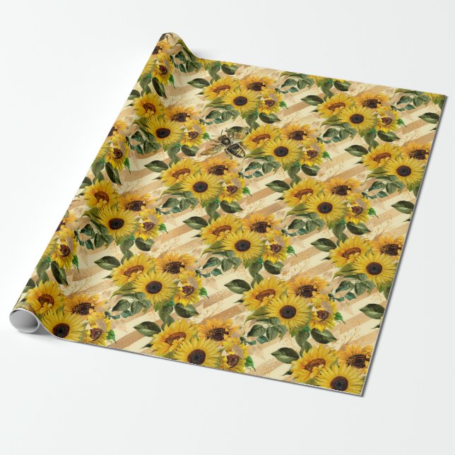 Cadeau Papier à enveloppement de tournesol (Déroulé)
