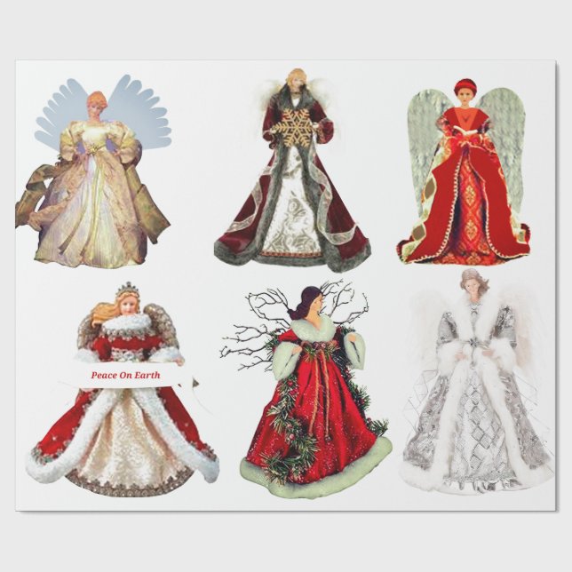 Cadeau Papier à enveloppement des anges de Noël (Plat)