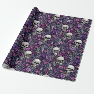 Cadeau Papier à enveloppement d'Halloween gothique floral