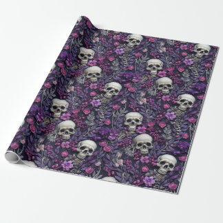 Cadeau Papier à enveloppement d'Halloween gothique floral