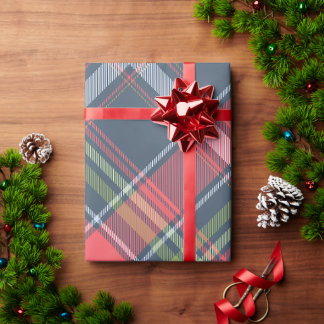 Cadeau Papier à enveloppement Diagonal Tartan Plaqué Noël