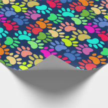Papier à enveloppement Empreinte de patte néon