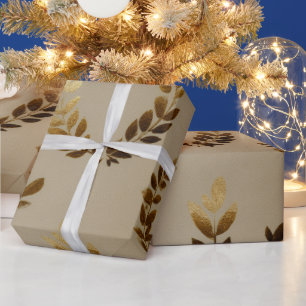 Cadeau Papier à enveloppement feuille d'or Élégant Hol
