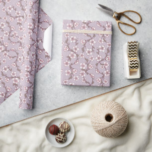 Cadeau Papier à enveloppement floral lavande - violet