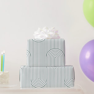 Cadeau Papier à enveloppement géométrique vert et blanc